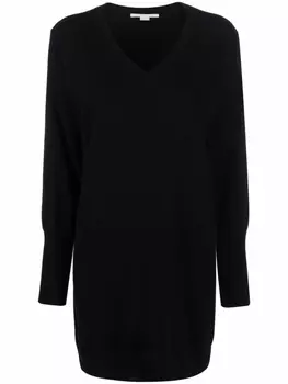 Stella McCartney трикотажное платье с V-образным вырезом, черный