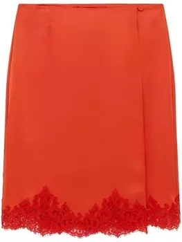 Stella McCartney юбка миди Iconic Lace, оранжевый