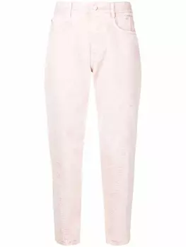 Stella McCartney укороченные джинсы с эффектом потертости, розовый