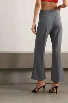 STELLA MCCARTNEY Укороченные расклешенные брюки из твила стрейч, темно-серый
