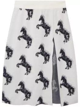 Stella McCartney жаккардовая юбка миди Pixel Horse, белый