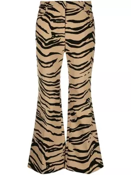 Stella McCartney жаккардовые укороченные брюки, коричневый