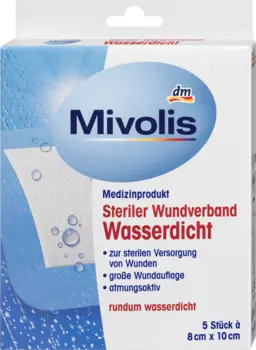 Стерильная раневая повязка водонепроницаемая 5 шт. Mivolis