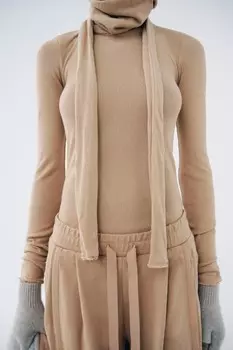 Стертая футболка с высоким воротом ZARA, цвет brick