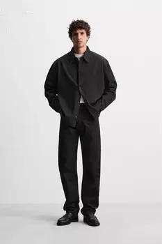 Стертая рубашка свободного кроя ZARA, черный