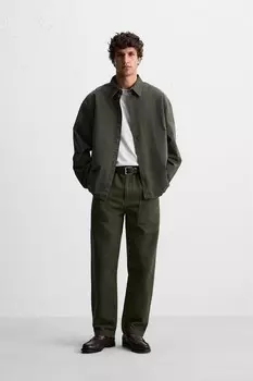 Стертая рубашка свободного кроя ZARA, серо-зеленый