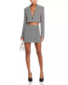 STEVE MADDEN Твидовый укороченный блейзер Rupi с узором «гусиные лапки», мультиколор