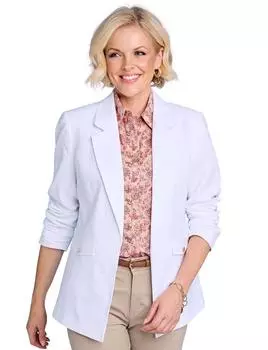 Стильная куртка из смесового льна с шикарным дизайном от края до края Chums, белый