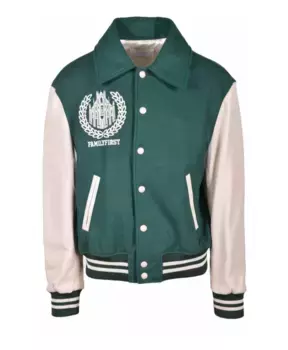 Стильная куртка с кожаными деталями Family First, зеленый