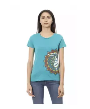 Стильная яркая хлопковая футболка Trussardi, синий