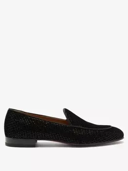 Стильные бархатные лоферы nile с пайетками Christian Louboutin, черный