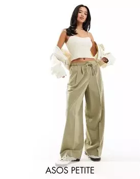 Стильные брюки-комбинации цвета хаки ASOS Petite