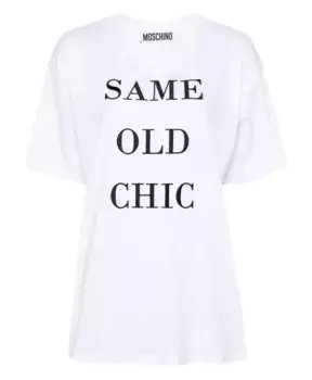 Стильные футболка и поло с круглым вырезом с вышивкой Moschino, белый