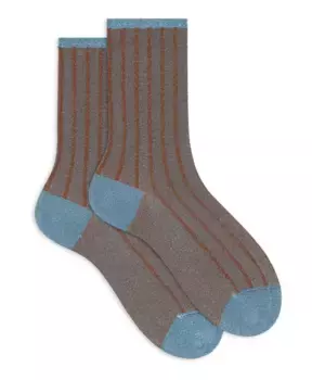 Стильные короткие носки в две рубчики Gallo, коричневый