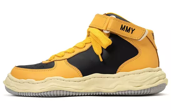 Стильные кроссовки для скейтбординга унисекс с высоким верхом черного/желтого цвета Mihara Yasuhiro
