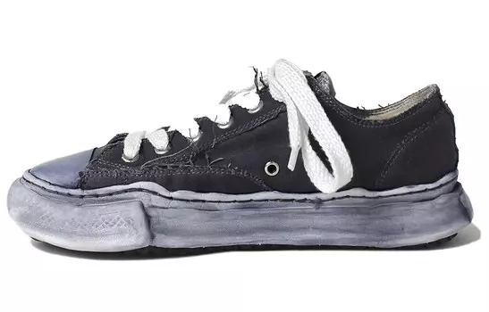 Стильные кроссовки для скейтбординга унисекс с низким верхом черного/белого цвета Mihara Yasuhiro