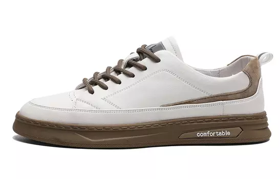 Стильные мужские кеды для скейтбординга с низким верхом белого/коричневого цвета C°Banner