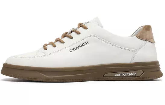 Стильные мужские кеды для скейтбординга с низким верхом белого/коричневого цвета C°Banner
