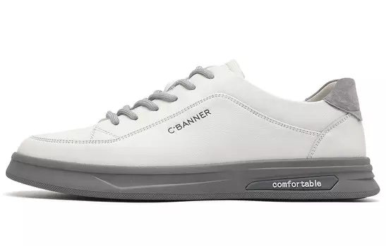 Стильные мужские кеды для скейтбординга с низким верхом, белые/серые C°Banner