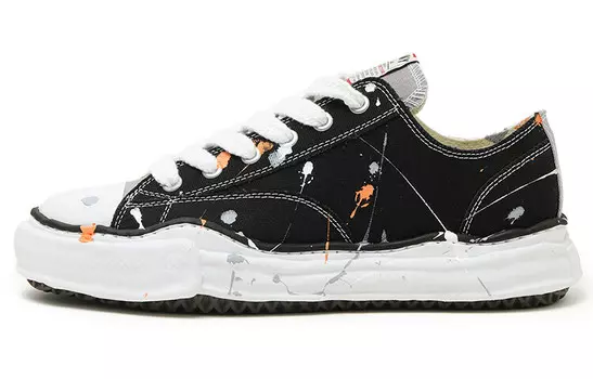 Стильные мужские кеды для скейтбординга с низким верхом черного/белого цвета Mihara Yasuhiro