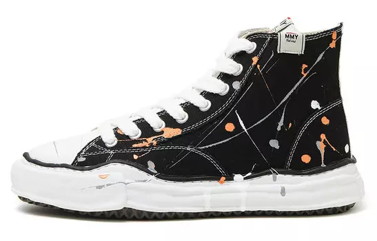 Стильные мужские кеды для скейтбординга с высоким верхом черного/серого цвета Mihara Yasuhiro