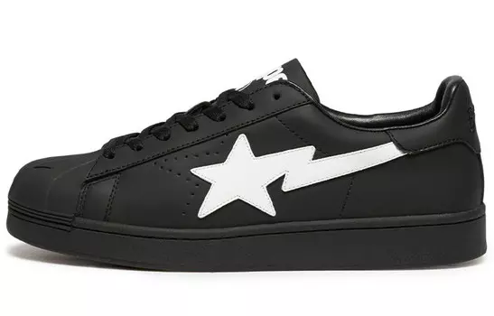 Стильные мужские кеды для скейтбординга Skull Low Top черного/белого цвета A Bathing Ape
