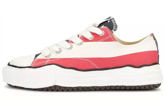 Стильные мужские кроссовки для скейтбординга с низким верхом красного/белого цвета Mihara Yasuhiro