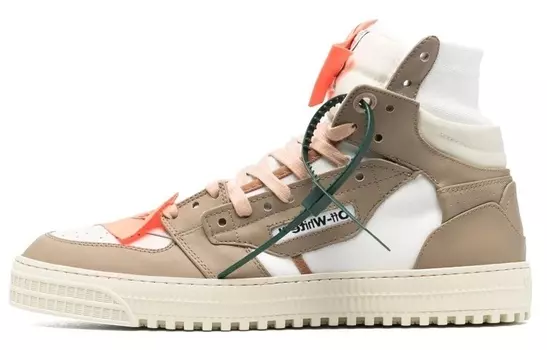 Кеды мужские Off-White Arrow высокие, бежевый / коричневый / белый