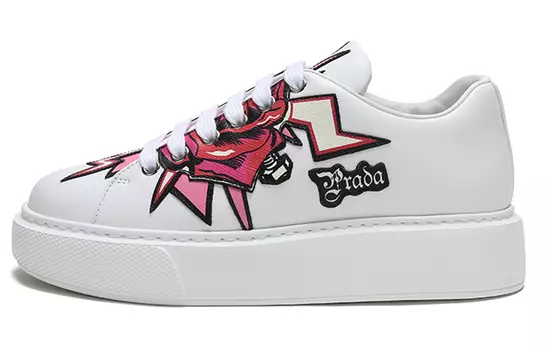 Кроссовки женские Prada с принтом, белый / розовый