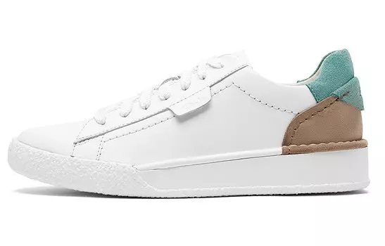 Стильные женские низкие кроссовки для скейтбординга, белые/сине-зеленые Clarks