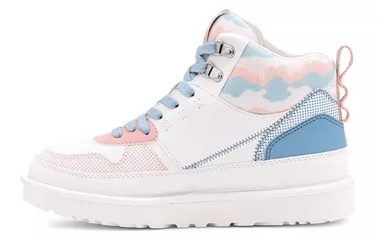 Стильные женские высокие кроссовки для скейтбординга белого/королевского синего/папоротникового зеленого цвета Ugg