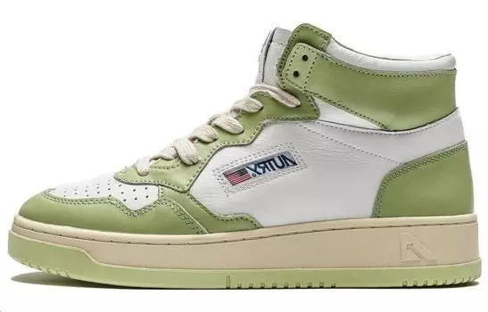 Стильные женские высокие кроссовки для скейтбординга, белые/зеленые Autry