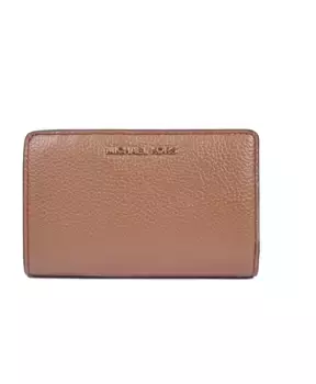 Стильный кожаный кошелек с логотипом золотого цвета. Michael Kors, коричневый