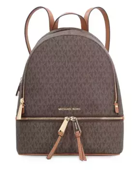 Стильный рюкзак из холщовой ткани с покрытием. Michael Kors, коричневый