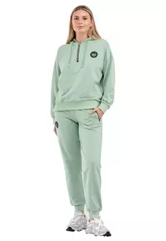 Стильный спортивный костюм tom barron с половинной молнией и карманом-кенгуру с логотипом Tom_Barron, зеленый