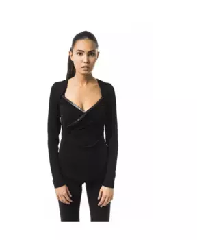 Стильный топ с длинными рукавами и открытым воротником. Byblos, черный