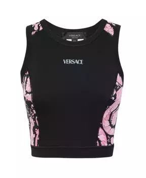 Стильный укороченный топ с логотипом. Versace, черный