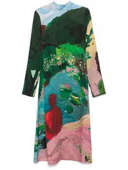 Stine Goya платье миди с длинными рукавами, зеленый