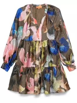 Stine Goya платье с принтом Aquarelle Garden, зеленый