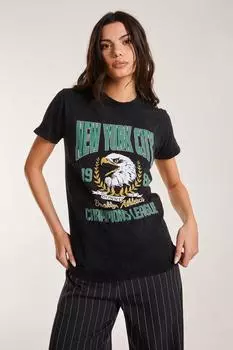 Стираная футболка с рисунком Pink Vanilla, черный