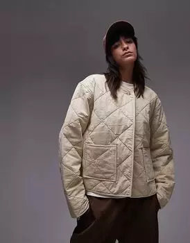 Стираная стеганая куртка-подкладка цвета пахты Topshop