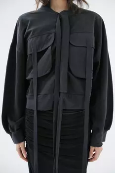 Стиранная куртка-карго ZARA, угольно-серый