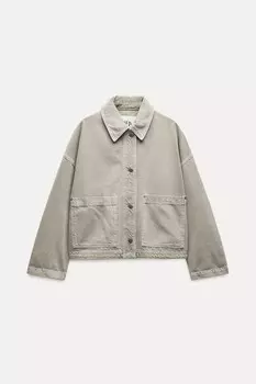 Стиранная верхняя рубашка ZARA, камень