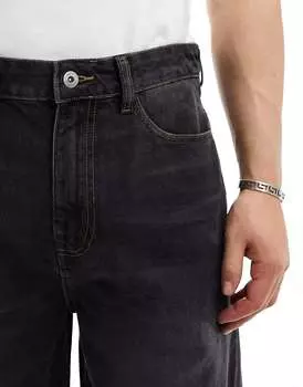 Стираные черные широкие брюки со средней посадкой COLLUSION x013