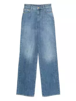 Стираные джинсы с широкими штанинами EMPORIO ARMANI, синий