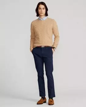 Стираные мужские брюки-чинос приталенного кроя стрейч Polo Ralph Lauren, синий