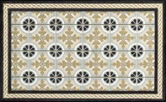 Стирка+сушка коврового покрытия Kleen-Tex "Кухонная плитка", прямоугольной формы, нескользящий, подходит для использования внутри и снаружи помещений, можно стирать Wash+dry by Kleen-Tex 75х120 см, бежевый