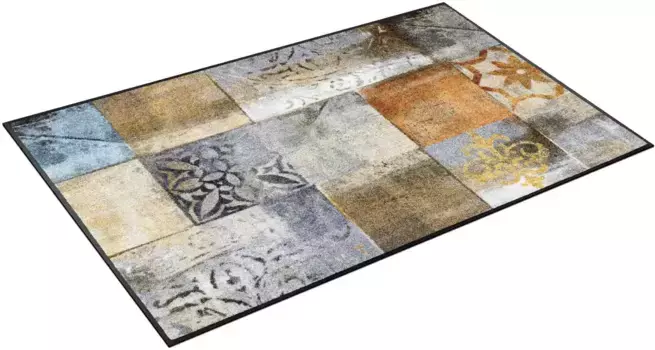 Стирка+сушка коврового покрытия Kleen-Tex "Tilea", прямоугольной формы, нескользящий, подходит для использования внутри и снаружи помещений, можно стирать Wash+dry by Kleen-Tex 60х85 см, цвет bunt