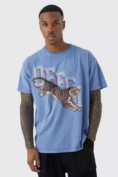 Стирная футболка с графикой offcl Boohoo, синий