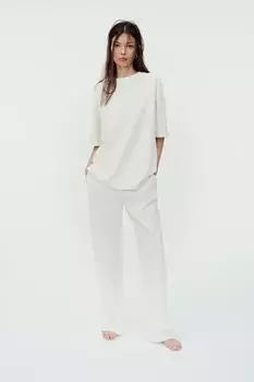 Стирные брюки интерлок ZARA, экрю